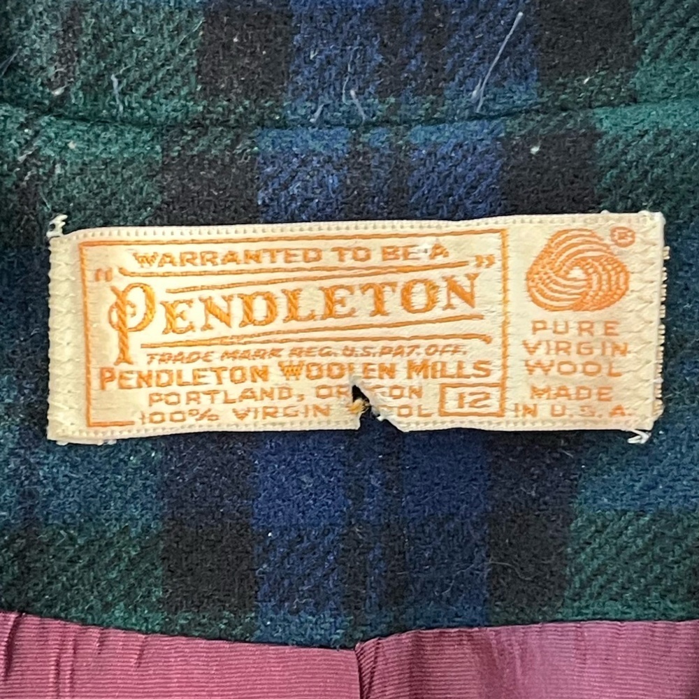 Pendleton Vintage Wool Plaid Pea Coat - Picture 2 of 11